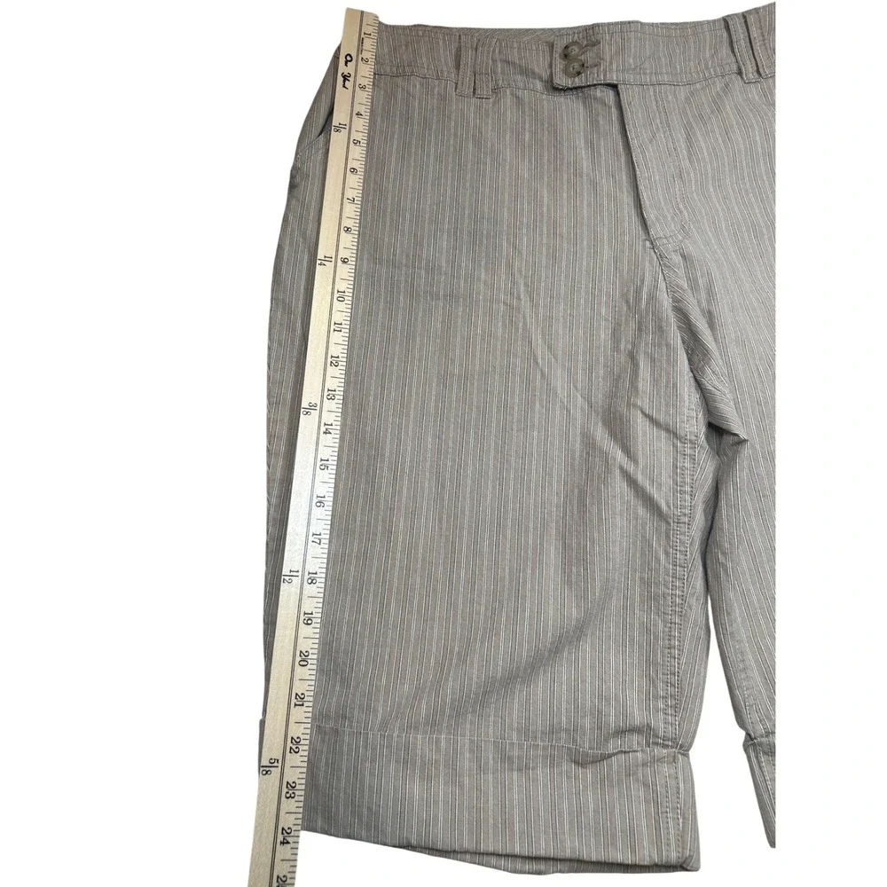 ana A New‎ Approach Tan Pinstripe Bermuda Shorts Womens 16 Cuffed Stretch Cotton